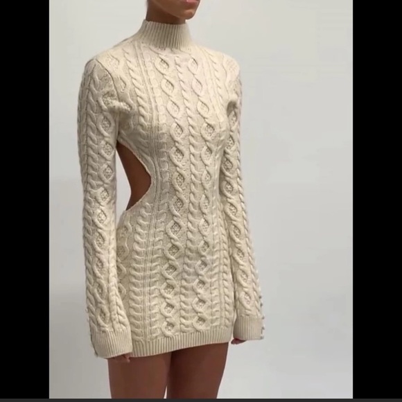 Dresses | Open Back Cable Knit Sweater Dress Danielle Guizio | Poshmark
